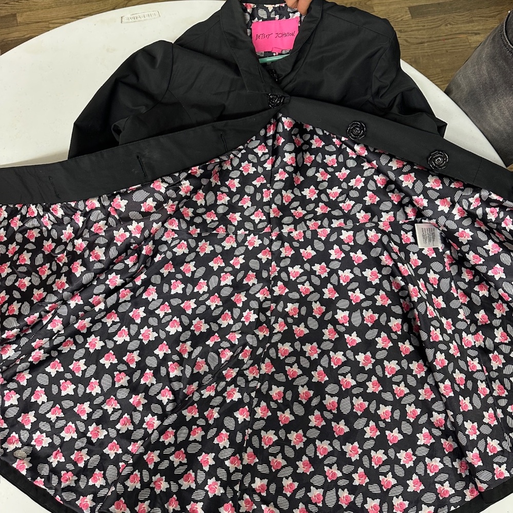 Black + Floral detail trench coat